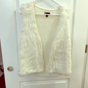 White faux fur vest